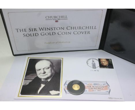 2015 Sir Winston Churchill gold crown coin cover. P&amp;P Group 1 (£14+VAT for the first lot and £1+VAT for subsequent lots) 