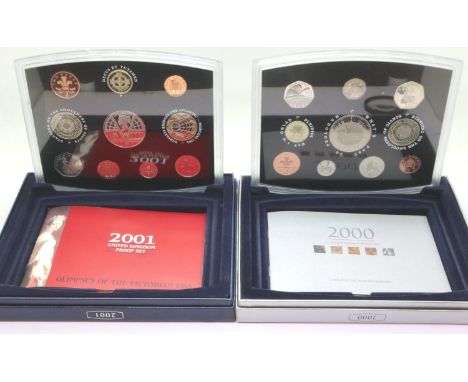 2000 and 2001 UK proof coin sets, boxed. P&amp;P Group 1 (£14+VAT for the first lot and £1+VAT for subsequent lots) 