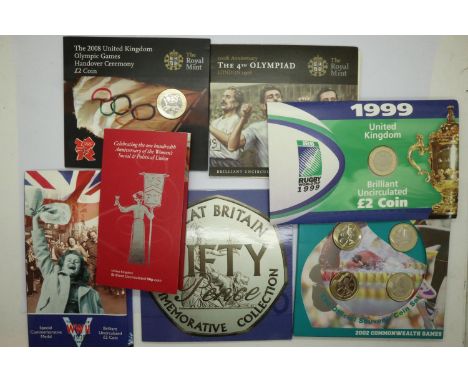 Collectors edition £2 and 50p coins, including 2002 Commonwealth Games four-coin set. P&amp;P Group 1 (£14+VAT for the first 