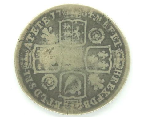 1734 silver shilling of George II. P&amp;P Group 1 (£14+VAT for the first lot and £1+VAT for subsequent lots) 