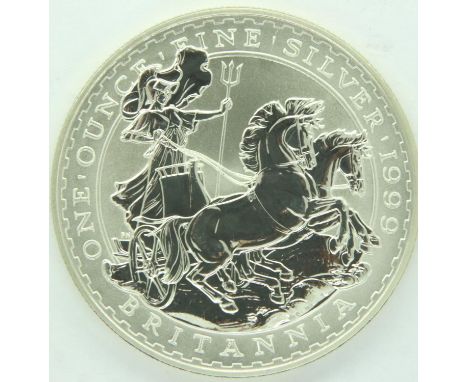 1999 Britannia silver bullion round with CoA. P&amp;P Group 1 (£14+VAT for the first lot and £1+VAT for subsequent lots) 