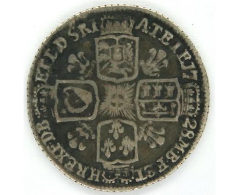 1728 silver sixpence of George II. P&amp;P Group 1 (£14+VAT for the first lot and £1+VAT for subsequent lots) 