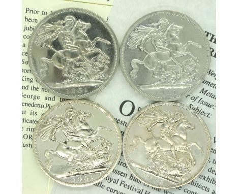 Four 1951 Festival of Britain crowns, each with CoA and encapsulated. P&amp;P Group 1 (£14+VAT for the first lot and £1+VAT f