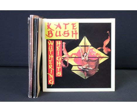 Vinyl - 9 original Kate Bush UK 7” including 3 demo promos and others to include: Wuthering Heights (demo promo), the Man Wit