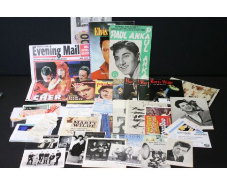 Memorabilia - Concert flyers, photos, newspaper cuttings and ticket stubs including Elton John, Rolling Stones, Marty Wilde, 