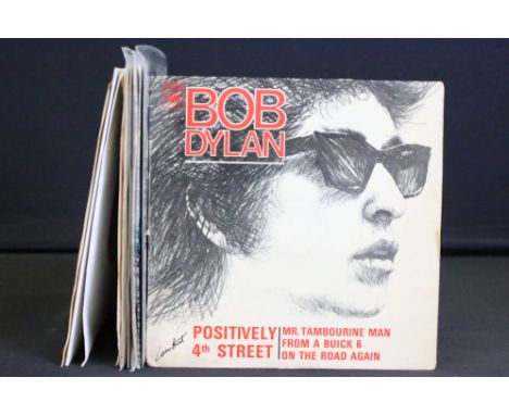 Vinyl - Bob Dylan, 4 EPs (3 UK issue and one French), six 7” singles including one demo promo and two foreign pressings. Cond