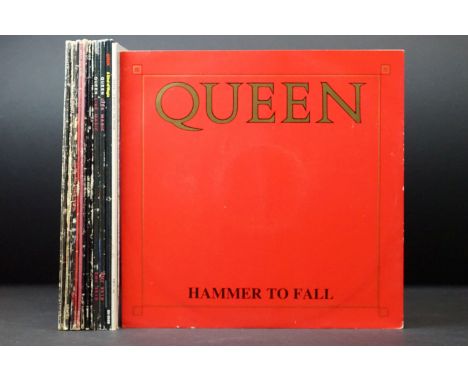 Vinyl - 12 Queen LPs and 2 12" singles to include A Night At The Opera, A Kind Of Magic, Live Magic x 2, Greatest Hits x 3, T