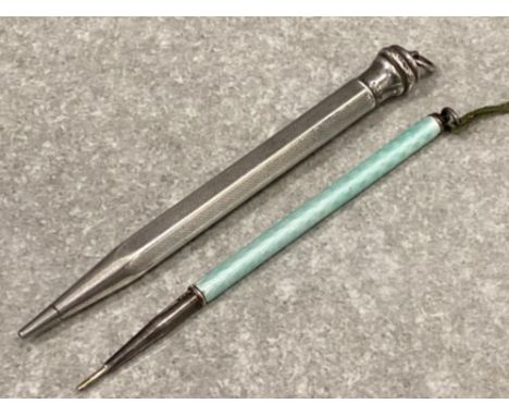 2x silver cased pencils (1 with enamel)