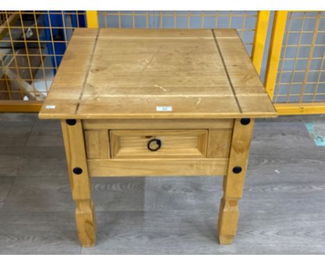 Corona pine single drawer lamp table - 58x57.5cm