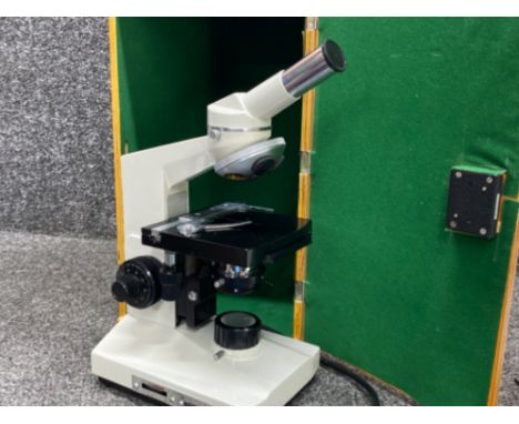 Vintage microscope in wooden case (with key)