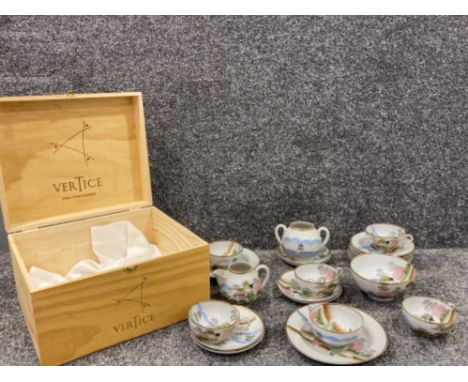 Oriental 23 piece tea service together with vertice vina ventisquero wine box