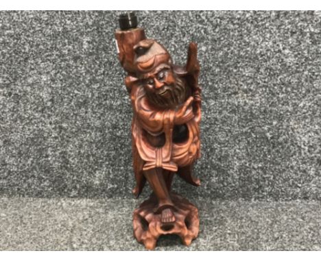 Japanese root carved lamp . Needs attention with cables etc