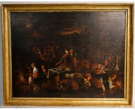 Da Ponte, Jacopo -Genannt Bassano - (Nachfolger), 1510 Bassano del Grappa-1592 Ebd.: NachtszeneÖl auf Leinwand doubliert, uns