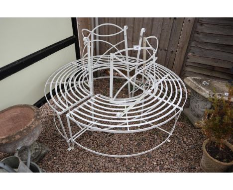 Painted strap steel tree bench