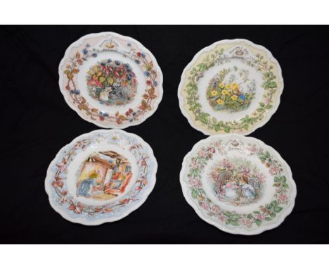 A set of Royal Doulton Brambly Hedge Seasons plates to include Spring, Summer, Winter and Autumn (4) (seconds).  In good cond
