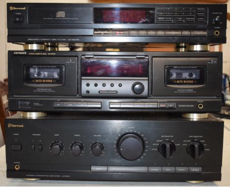 Hi-Fi to include Sherwood Stereo Integrated Amplifier AI-5010, Aiwa Stereo Cassette Deck AD-WX727 and Sherwood Compact Disc P