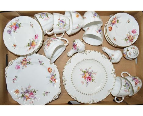 Royal Crown Derby tea ware in the 'Derby Posies' design to include cups, saucers, side plates and others (25 pieces).  Mostly