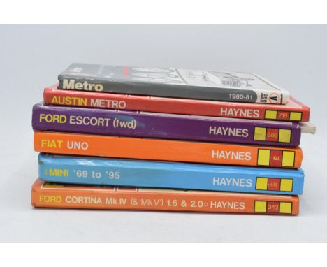 A collection of Haynes Owner Workshop Manuals to include Ford Cortina Mk IV, Mini 69-95, Fiat Uno, Ford Escort (fwd), Austin 