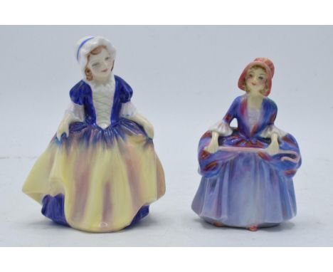 Royal Doulton lady figure Bo-Peep M83 in purple colourway together with Dinky Do HN1678 (2).  In good condition with no obvio