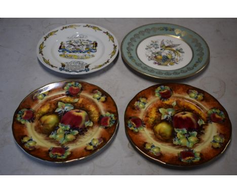 Aynsley bird and fruit plate together with Raymond Everill and Paul Smith Evesham fruit scene plates and a Burleigh Pottery '