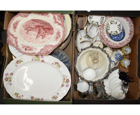 Mixed items to include modern oriental pots, glass ware, 19th century and later tea ware and wall plates etc (Qty).  Collecti
