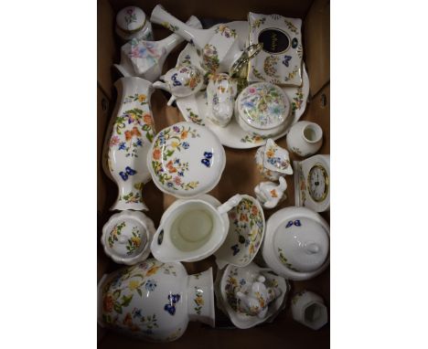 A good collection of Aynsley, mainly in the Cottage Garden design to include 2 lamp bases, vases, a cake plate, animal trinke