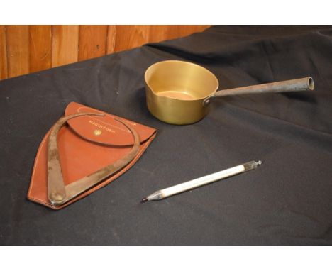 Late 19th century brass jampan together with a Floating Dairy Thermometer and a Moore &amp; Wright caliper (3).  