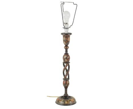 A KASHMIRI TABLE LAMP 20th century, decorated with flowers and foliage, 51.5cm high to the bottom of the electrical fitments 