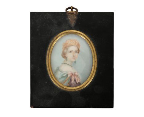 A 19TH CENTURY PORTRAIT MINIATURE depicting young Queen Victoria, dated verso 1846, 6.5cm x 5cm 