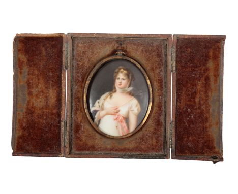 AFTER GUSTAV RICHTER (1823-1884) A portrait of Queen Louise of Prussia on a porcelain plaque, inscribed indistinctly 'D.Ens' 