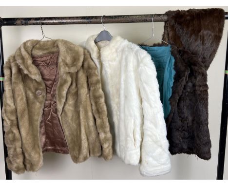2 vintage faux fur and a real fur ladies short jackets together with a real fur stole. In varying colours. To include light b
