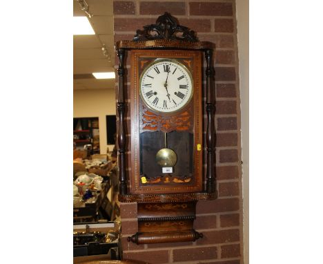 A GOOD AMERICAN INLAID WALL CLOCK
