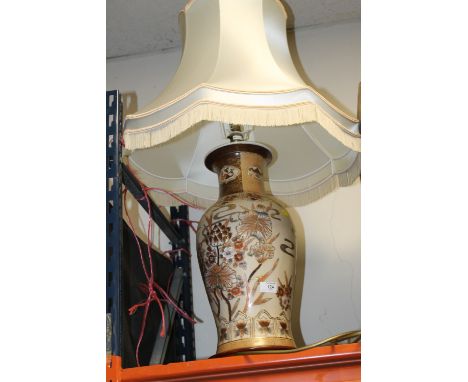 A LARGE ORIENTAL STYLE LAMP & SHADE
