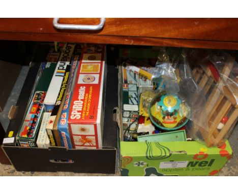 A LARGE QUANTITY OF VINTAGE TOYS, GAMES ETC TO INC LEGO