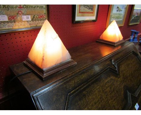 A pair of Himalayan rock salt table lamps