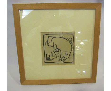 R. BALDWIN (XX): A limited edition print of stylised pig, 1/10, framed and glazed,  15cm x 15cm           