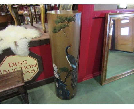 A gilt painted column lamp stand, 107cm high and 31cm in diameter