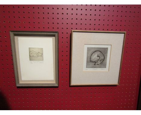 Two limited edition ink prints pencil signed, including "It's a dog's life being a cat"