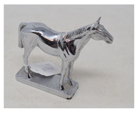 A chrome car bonnet mascot, in the form of a racehorse, 11 cm high 