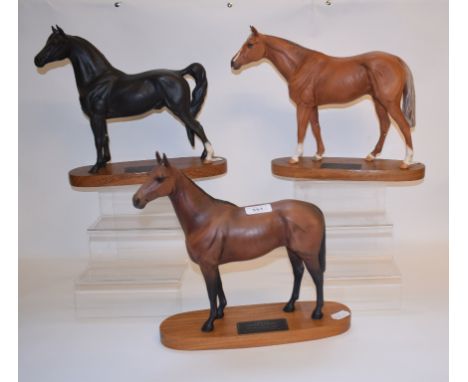 A Beswick Connoisseur horse, Grundy, 2558, and two others, Morgan Horse, 2605, and Arkle, A2065 (3) 