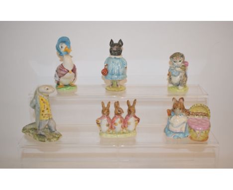 Six Beswick Beatrix Potter figures, including Jemima Puddleduck, BP-1 and Miss Moppet, BP-2 (6)Report by NGHunca Munca, BP-3b