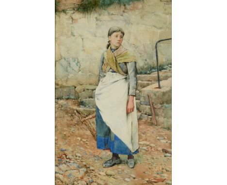 Walter Langley (1852-1922), The Lass Who Loves a Sailor, watercolour, signed, dated 1892 and inscribed Newlyn, 46 x 29 cmProv