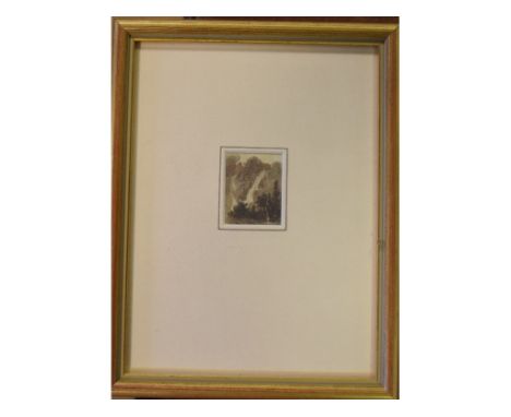 James Duffield Harding, a waterfall, wash, 4 x 3.5 cm, and ten others by the same, all from a sketch book (11) 