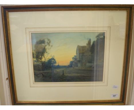 Charles Wilkinson, figures near a public house, watercolour, signed, 24.5 x 33 cm 