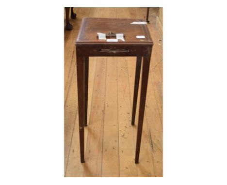 A 19th century inlaid mahogany kettle stand, on tapering square legs, 27 cm wide, and a mahogany night commode, 63 cm wide (2