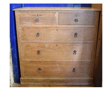 A pine chest, of two short and three long drawers, 91 cm wide, and a trunk (2) 