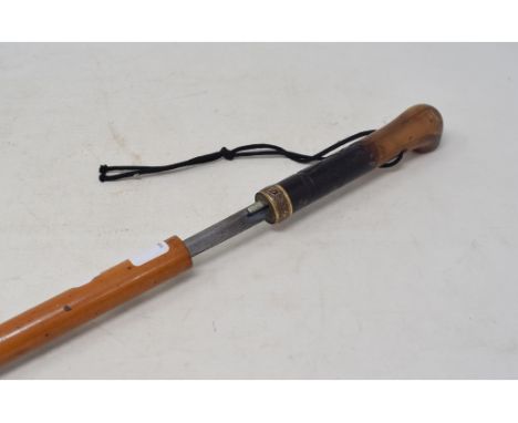 A 19th century swordstick, the horn handle lacking inlay, 89 cm long overallReport by DPThere are no splits in the wood.We wo