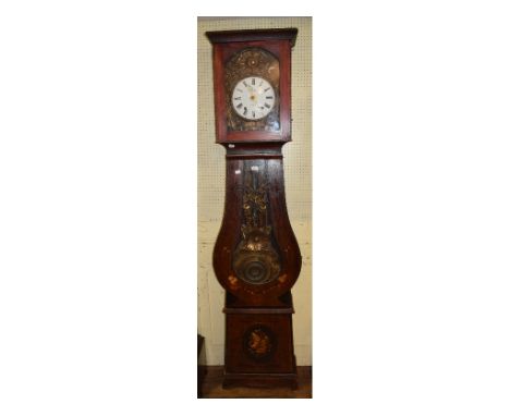 A French Comptoise clock, the 22.5 cm diameter enamel dial signed E. Simon A Cosne, within a shaped metal surround, in a case