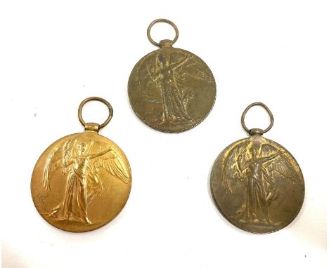 3 WW1 Victory medals, 57023 PTE C S Hart Lancashire fusililers,  W Z  3071  W H Edwards A B  R N VR,  318956  A CPL  V Huntin