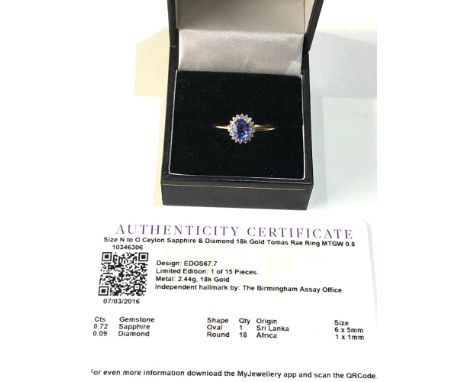 18ct gold diamond and sapphire ring weight 2.44g with certificate 